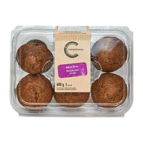 Compliments Raisin Bran Muffins 6 pack