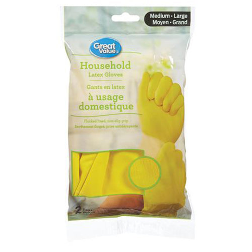 Great Value Household Latex Gloves Medium/Large 2prs