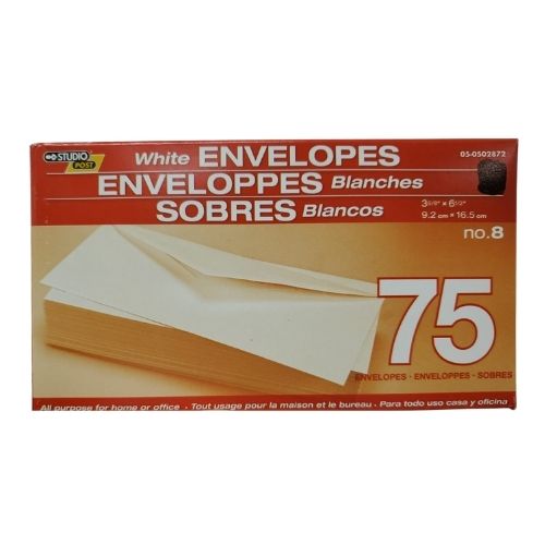 Studio Post No. 8 White Envelopes 75ct