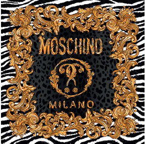 Moschino Animal Print Gold Scrolls Black/White  90x90