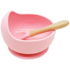 Silicone Non-Slip Baby Bowl w/ Spoon/Pink