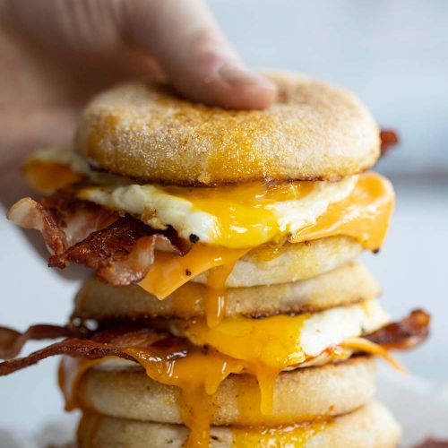10 English Muffin Bacon and Egg Sandwiches