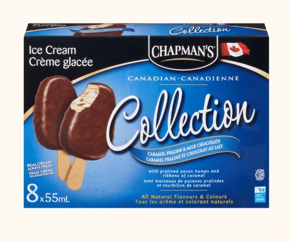 Chapman's Bumpy Bars Caramel Praline 8 Pack Ice Cream Bars 440 ml