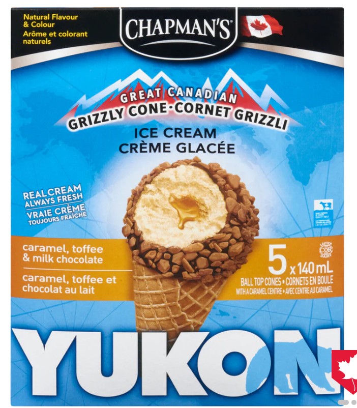 Chapman's Yukon Caramel Toffee Ice Cream Cones 5 x 140 ml