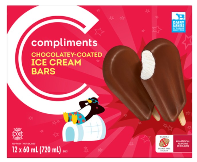 Compliments Chocolate Coated Ice Cream Bars 12 x 60 ml