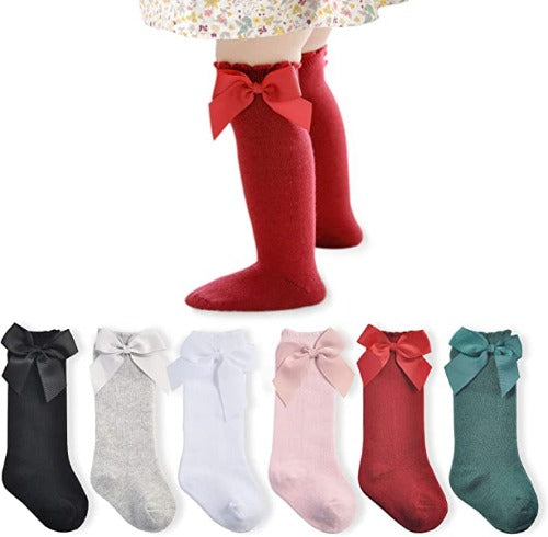 Knee High Socks w/ Bow/ 6-8 yrs