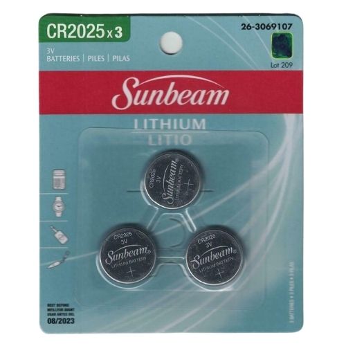 Sunbeam Lithium 3V Watch Batteries CR2025 3 pk