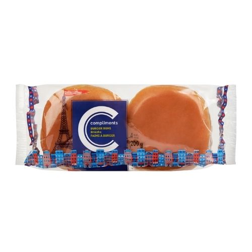 Compliments Brioche Burger Bun 4pk 200g