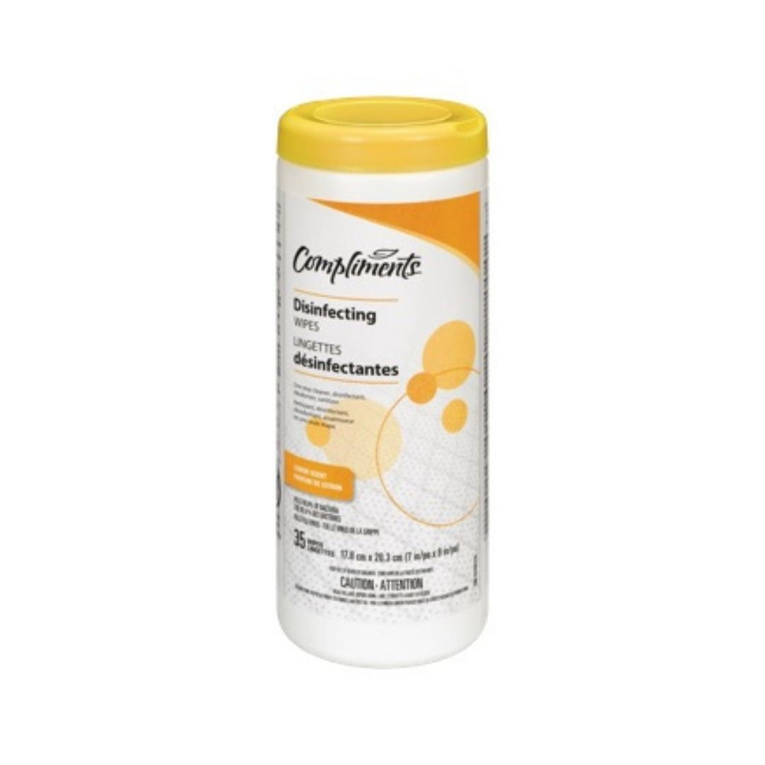 Compliments Lemon Disinfecting Wipes 75 ea