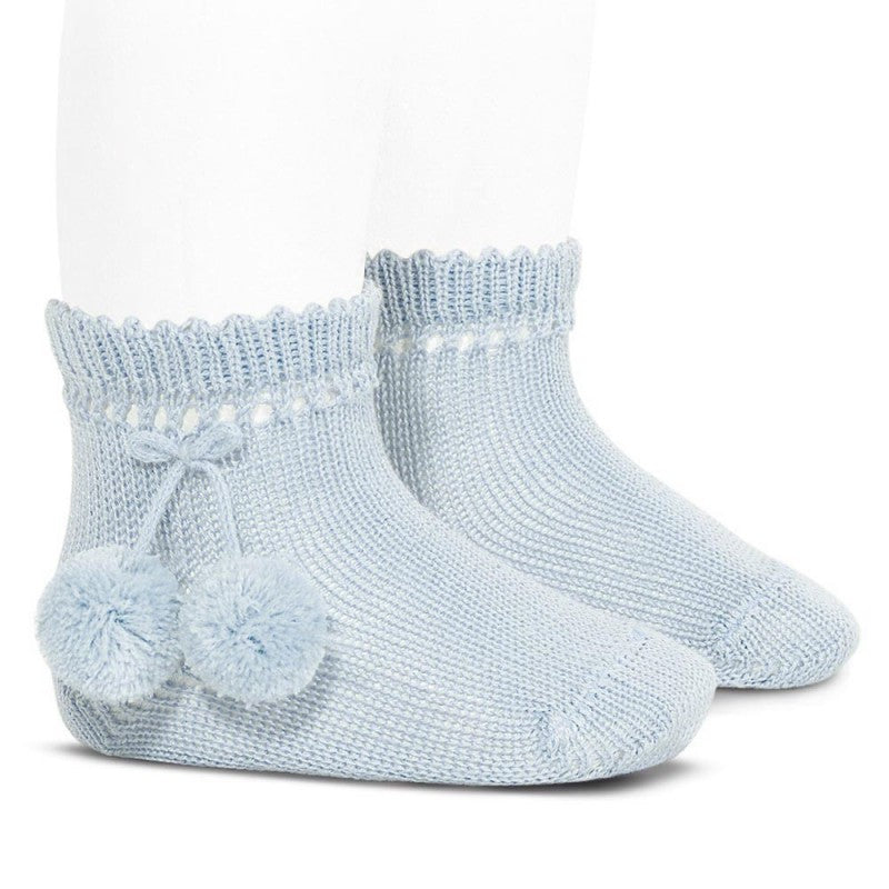 Condor Blue Ankle Pompom Socks