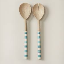 OUI Kale Striped Salad Server Set