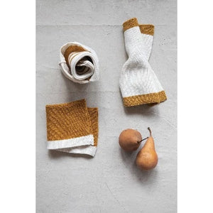 Creative Coop Mustard/Cream Dish Cloth Set 3pc